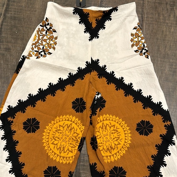 NWT MITARA HIGH WAIST WIDE LEG PRINTED LINEN PANTS SIZE M - Picture 4 of 16